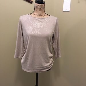 Ruby Rd Petite Sz PM Tan blouse with gold design